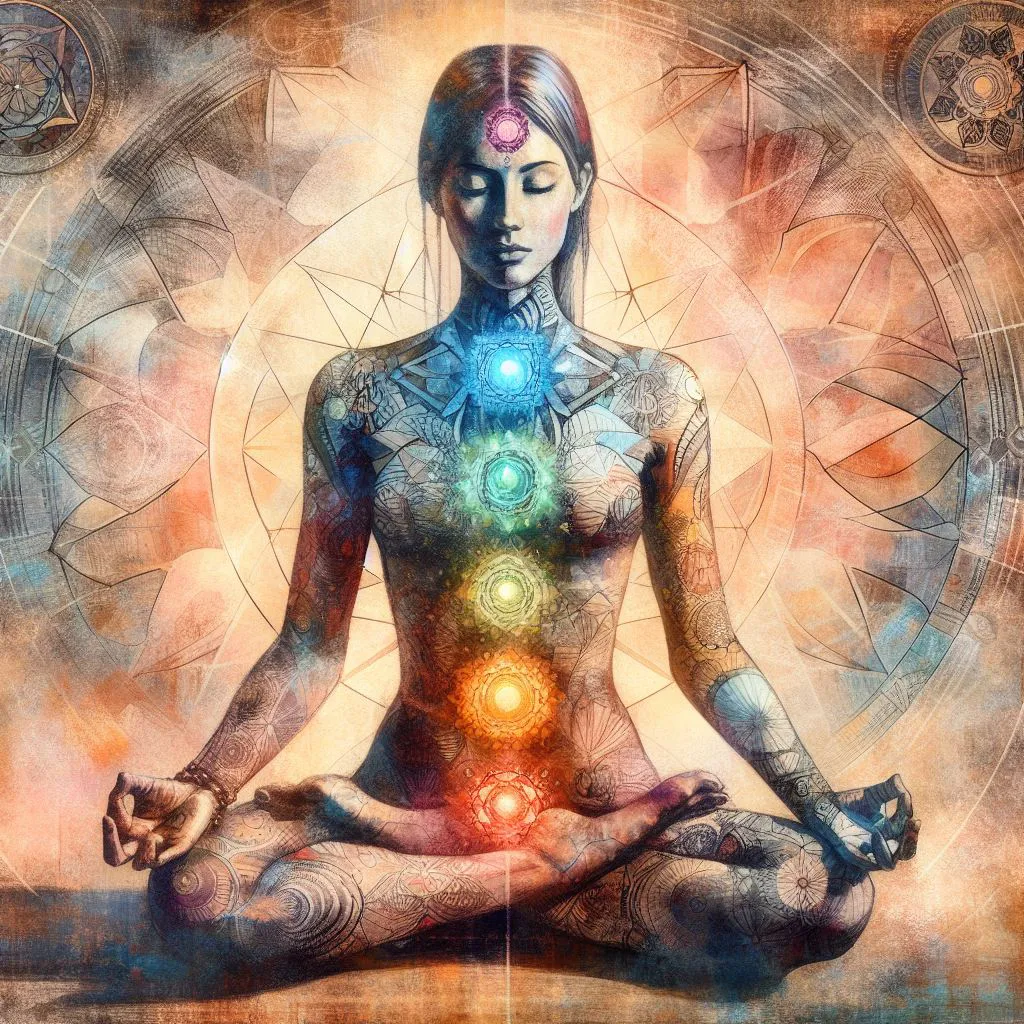 Persona meditando con las chakras